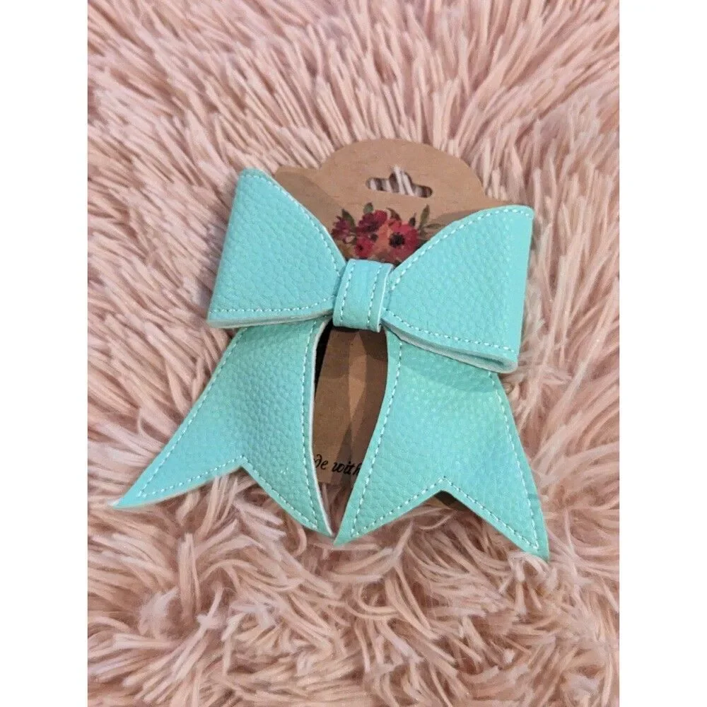 Aqua handmade hair bow barrette brand new clip